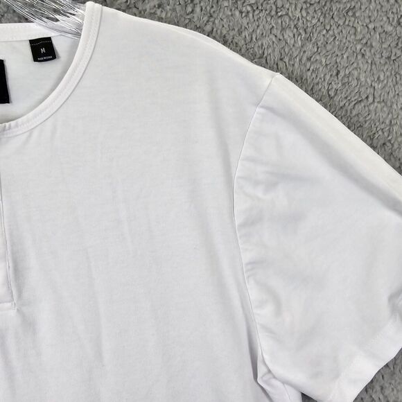 Cuts Men's Pyca Pro Henley Shirt White Solid Elongated Athleisure  Size M - Picture 4 of 11